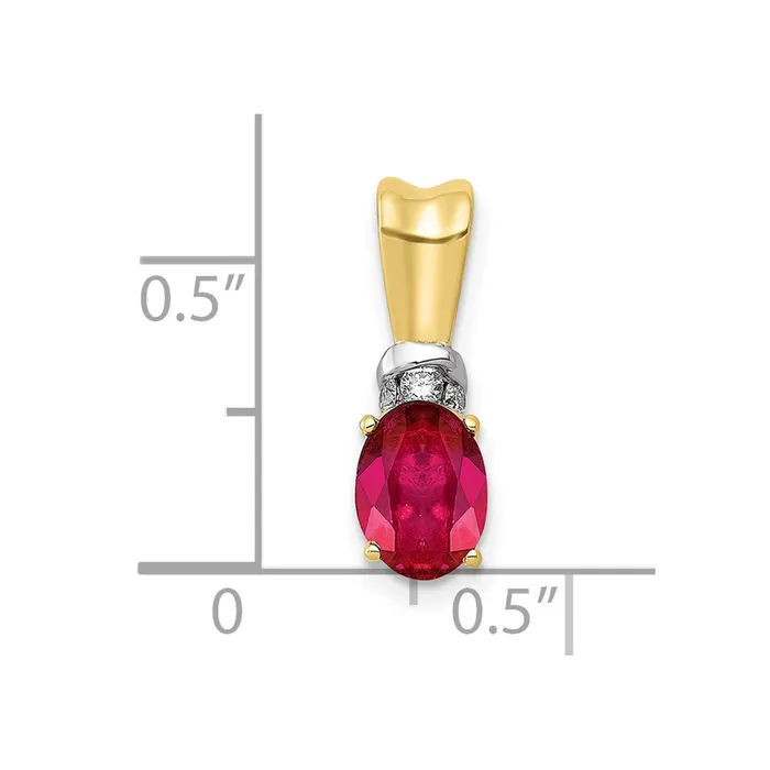 Goldia Necklaces 10k Yellow Gold wRhodium Real Diamond and 66 Oval Ruby Pendant