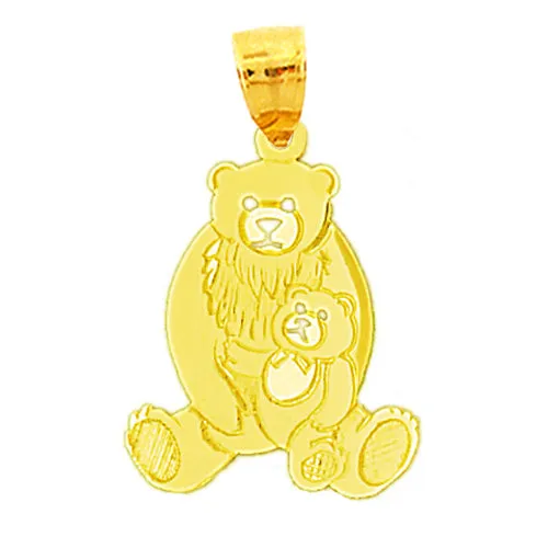 Goldia Necklaces 14K Gold Silhouette Bear with Cub Pendant