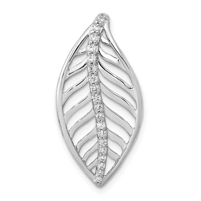 Goldia Necklaces 14k White Gold 15ct Real Diamond Leaf Chain Slide