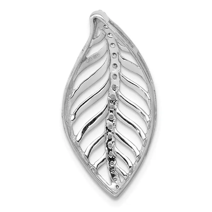 Goldia Necklaces 14k White Gold 15ct Real Diamond Leaf Chain Slide