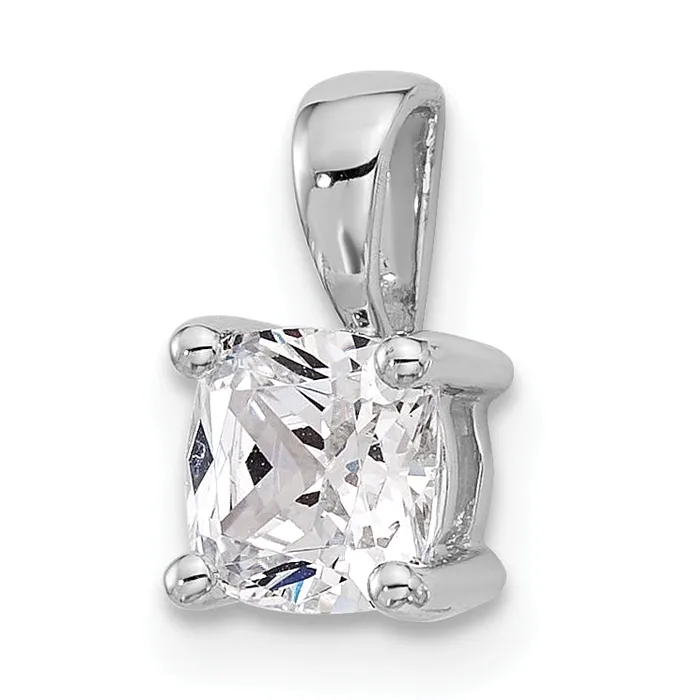 Goldia Necklaces 14k White Gold 34 Ct Certified Lab Grown Diamond VSSI G Cushion Four Prong Pendant