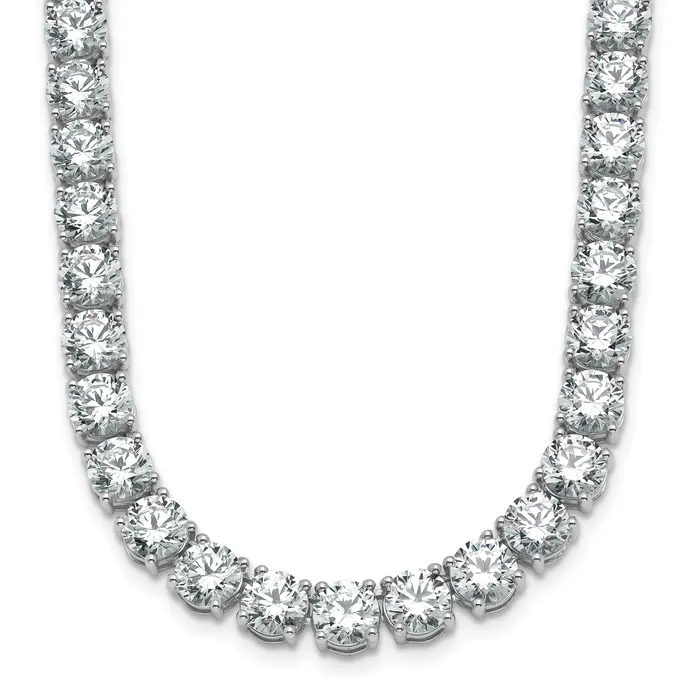 Goldia Necklaces 14k White Gold 44 Ct Lab Grown Diamond VSSI G Round 18 inch Straight Tennis Necklace Goldia Necklaces 14k White Gold 44 Ct Lab Grown Diamond VSSI G Round 18 inch Straight Tennis Necklace