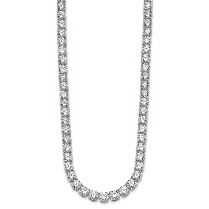 Goldia Necklaces 14k White Gold 44 Ct Lab Grown Diamond VSSI G Round 18 inch Straight Tennis Necklace
