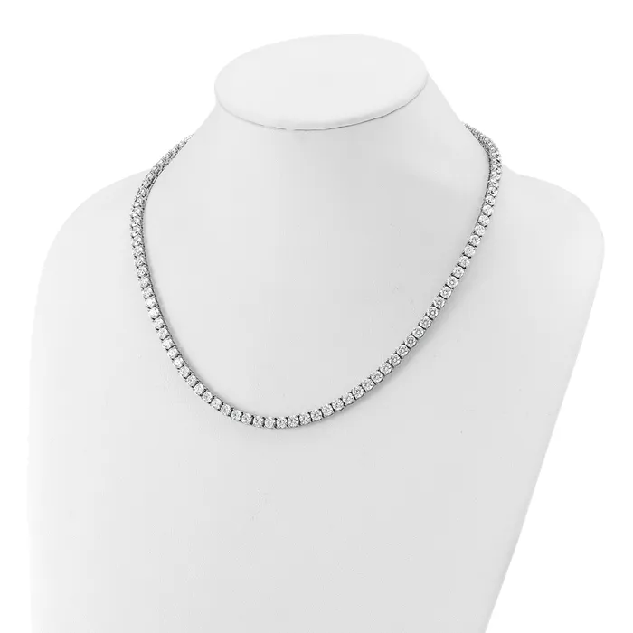 Goldia Necklaces 14k White Gold 44 Ct Lab Grown Diamond VSSI G Round 18 inch Straight Tennis Necklace