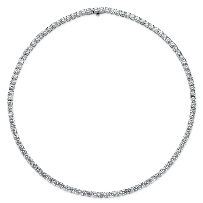 Goldia Necklaces 14k White Gold 44 Ct Lab Grown Diamond VSSI G Round 18 inch Straight Tennis Necklace