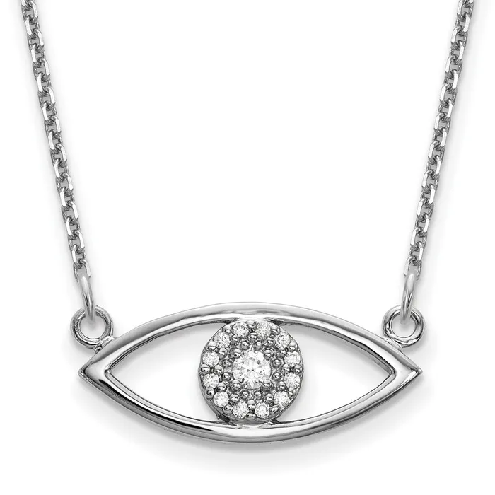 Goldia Necklaces 14k White Gold Small Necklace Real Diamond Evil Eye