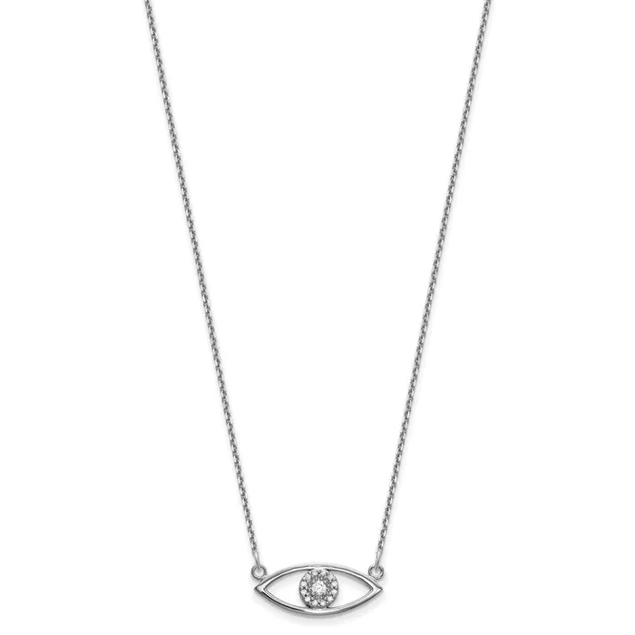 Goldia Necklaces 14k White Gold Small Necklace Real Diamond Evil Eye