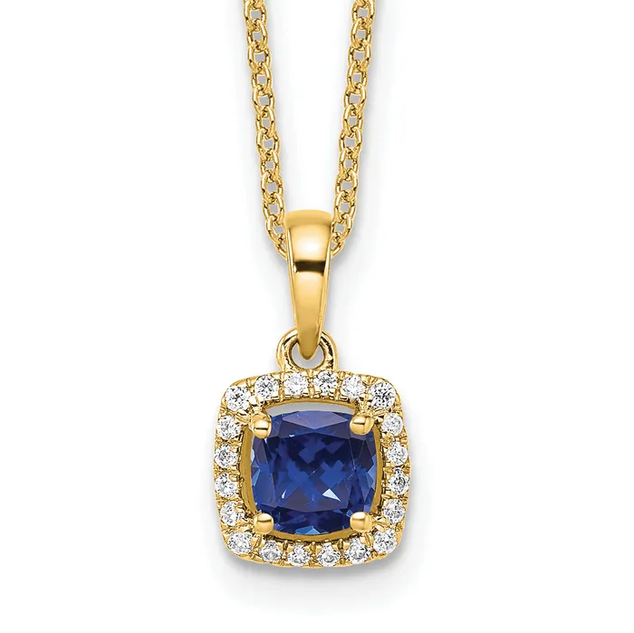 Goldia Necklaces 14k Yellow Gold 110 Ct Lab Grown Diamond VSSI G and Created Sapphire 18 inch Pendant Necklace Goldia Necklaces 14k Yellow Gold 110 Ct Lab Grown Diamond VSSI G and Created Sapphire 18 inch Pendant Necklace