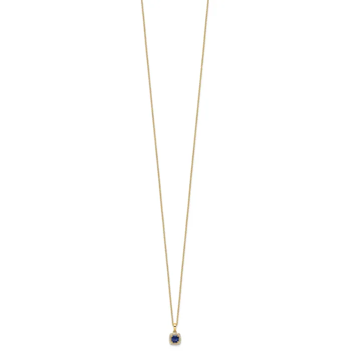 Goldia Necklaces 14k Yellow Gold 110 Ct Lab Grown Diamond VSSI G and Created Sapphire 18 inch Pendant Necklace