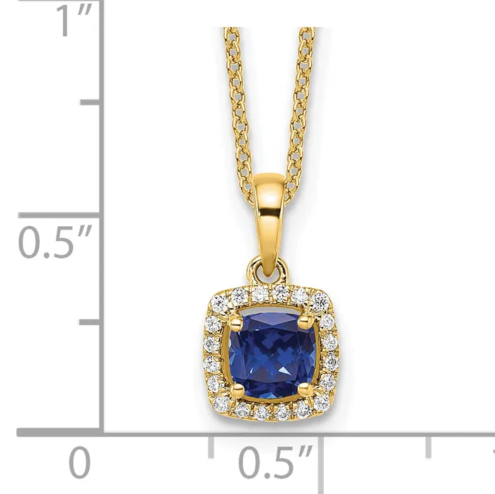 Goldia Necklaces 14k Yellow Gold 110 Ct Lab Grown Diamond VSSI G and Created Sapphire 18 inch Pendant Necklace
