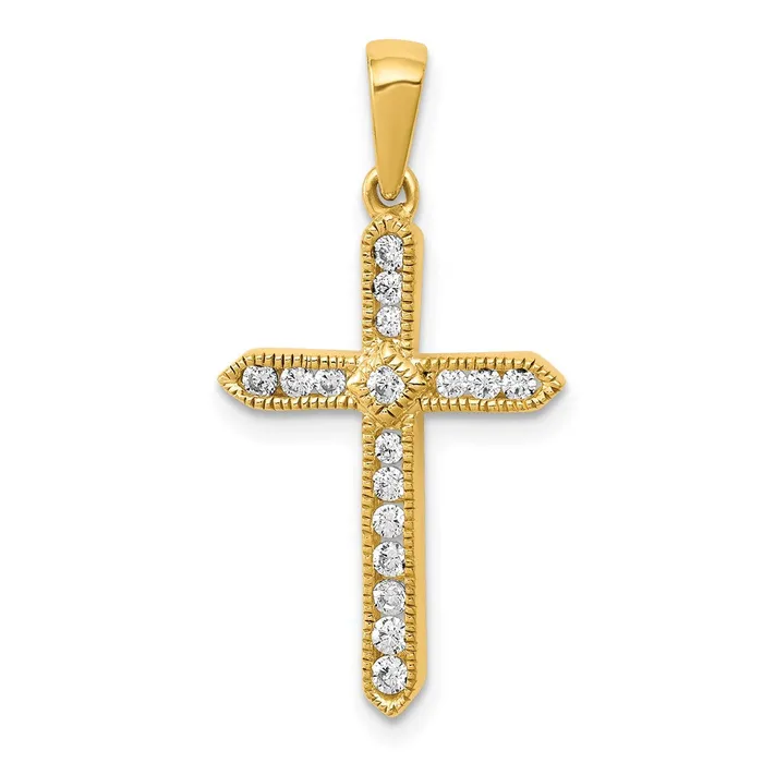 Goldia Necklaces 14K Yellow Gold 14ct Real Diamond Cross Pendant