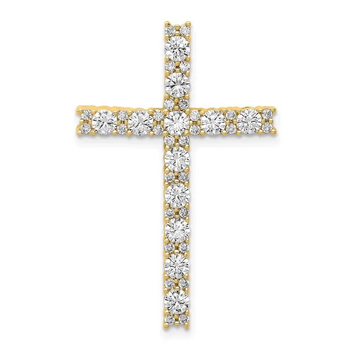 Goldia Necklaces 14k Yellow Gold 1 Ct Lab Grown Diamond VSSI G Cross Chain Slide Pendant Goldia Necklaces 14k Yellow Gold 1 Ct Lab Grown Diamond VSSI G Cross Chain Slide Pendant