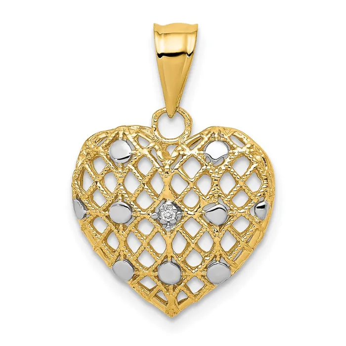Goldia Necklaces 14k Yellow Gold and White Rhodium 12pt Real Diamond Heart Pendant Goldia Necklaces 14k Yellow Gold and White Rhodium 12pt Real Diamond Heart Pendant