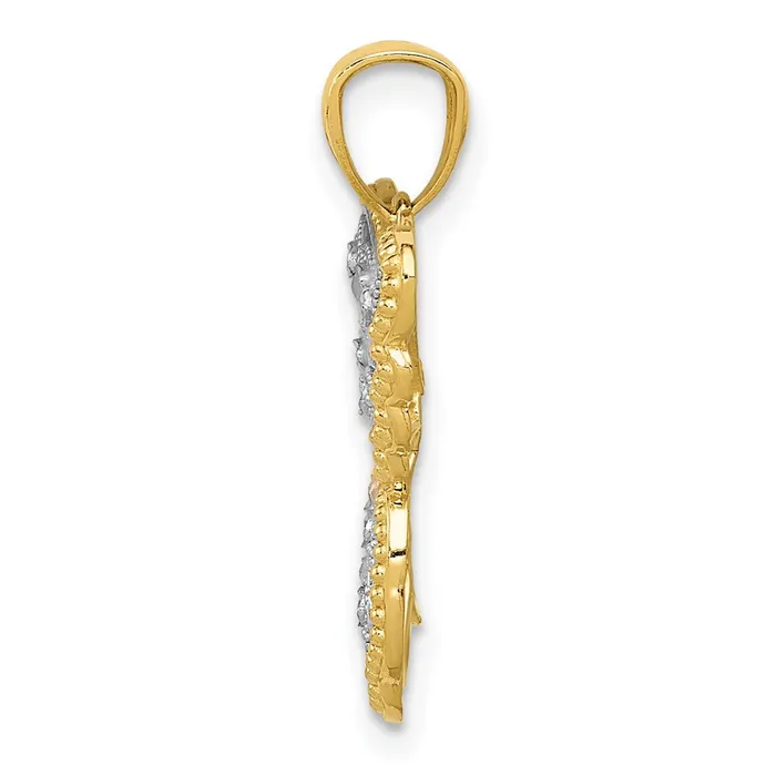 Goldia Necklaces 14k Yellow Rhodium Gold wWhite and Rose Rhodium Diamondcut Butterfly Pendant