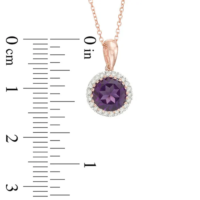 Goldia Necklaces 70mm Amethyst and 01 CT TW Natural Diamond Frame Pendant in 10K Rose Gold Goldia Necklaces 70mm Amethyst and 01 CT TW Natural Diamond Frame Pendant in 10K Rose Gold