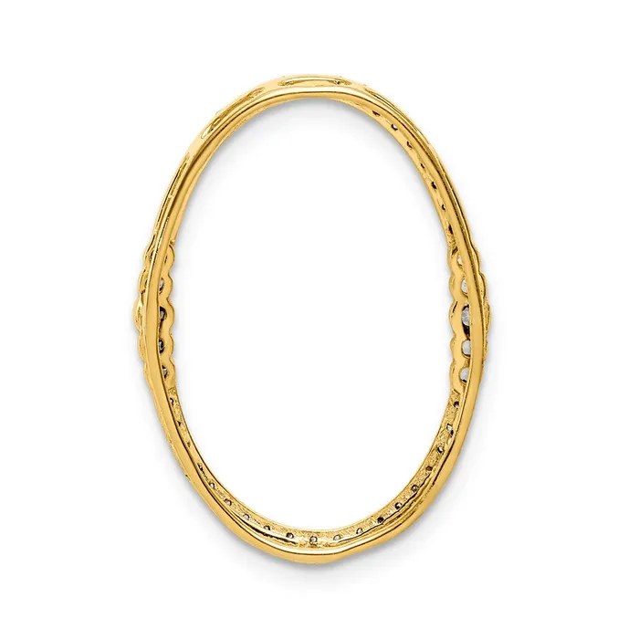 Goldia Necklaces Solid 14k White Gold 14ct Simulated CZ Oval Chain Slide