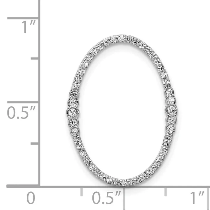 Goldia Necklaces Solid 14k White Gold 14ct Simulated CZ Oval Chain Slide