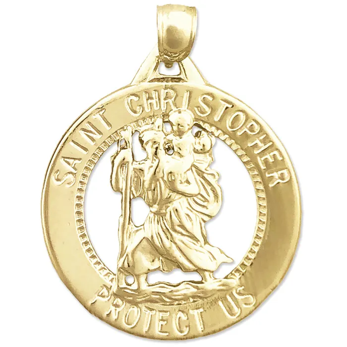 Goldia PreStyled Sets 14K Gold 24MM Saint Christopher Medallion