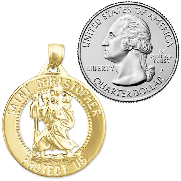 Goldia PreStyled Sets 14K Gold 24MM Saint Christopher Medallion