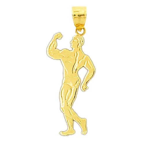 Goldia PreStyled Sets 14K Gold Silhouette Bodybuilder Pendant