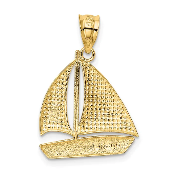 Goldia PreStyled Sets 14k Yellow Rhodium Gold Rhodium Textured Sailboat Pendant