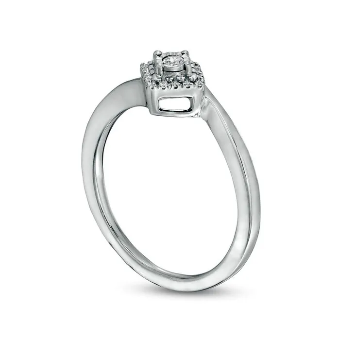 Goldia Rings 007 CT TW Natural Diamond Frame Tilted Square Ring in Sterling Silver Goldia Rings 007 CT TW Natural Diamond Frame Tilted Square Ring in Sterling Silver