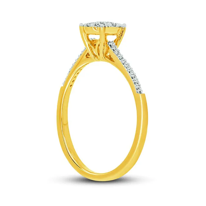 Goldia Rings 020 CT TW Composite Oval Natural Diamond Promise Ring in Solid 10K Yellow Gold Goldia Rings 020 CT TW Composite Oval Natural Diamond Promise Ring in Solid 10K Yellow Gold