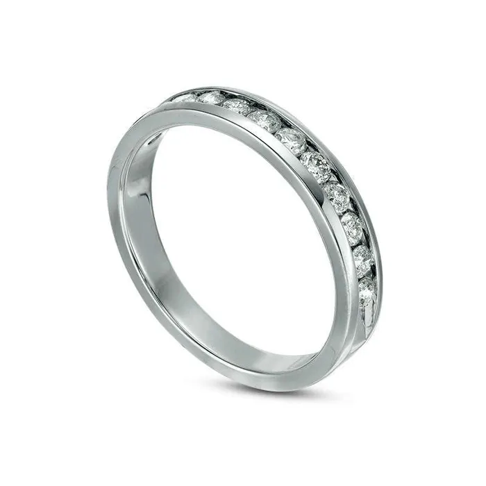 Goldia Rings 050 CT TW Natural Diamond Channel Band in Solid 14K White Gold Goldia Rings 050 CT TW Natural Diamond Channel Band in Solid 14K White Gold