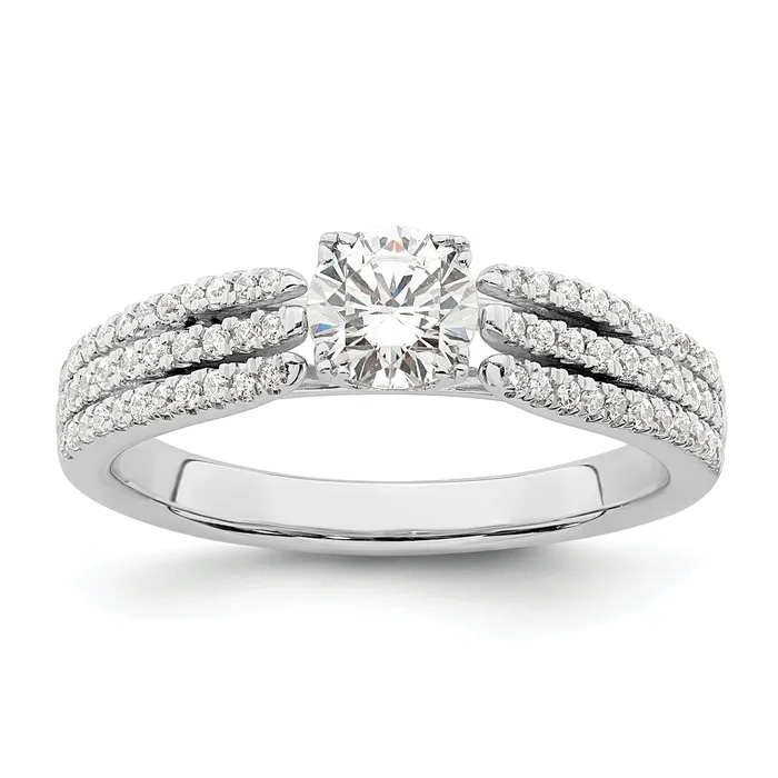 Goldia Rings 050ct CZ Solid Real 14k White Polish 3 Row 12ct Round Eng Dia Ring Goldia Rings 050ct CZ Solid Real 14k White Polish 3 Row 12ct Round Eng Dia Ring