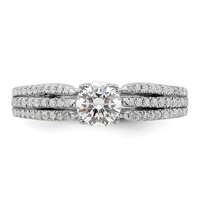 Goldia Rings 050ct CZ Solid Real 14k White Polish 3 Row 12ct Round Eng Dia Ring
