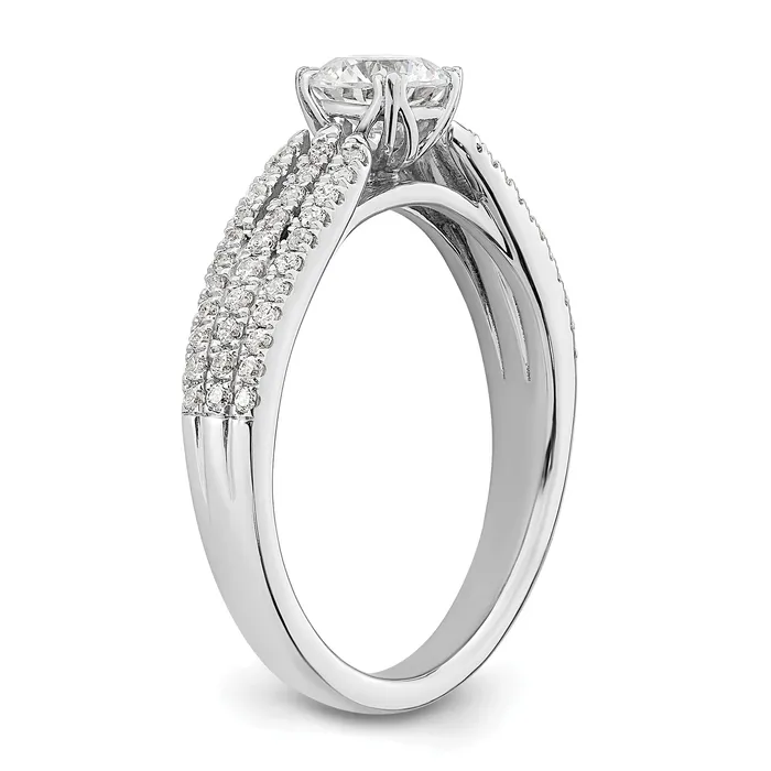 Goldia Rings 050ct CZ Solid Real 14k White Polish 3 Row 12ct Round Eng Dia Ring