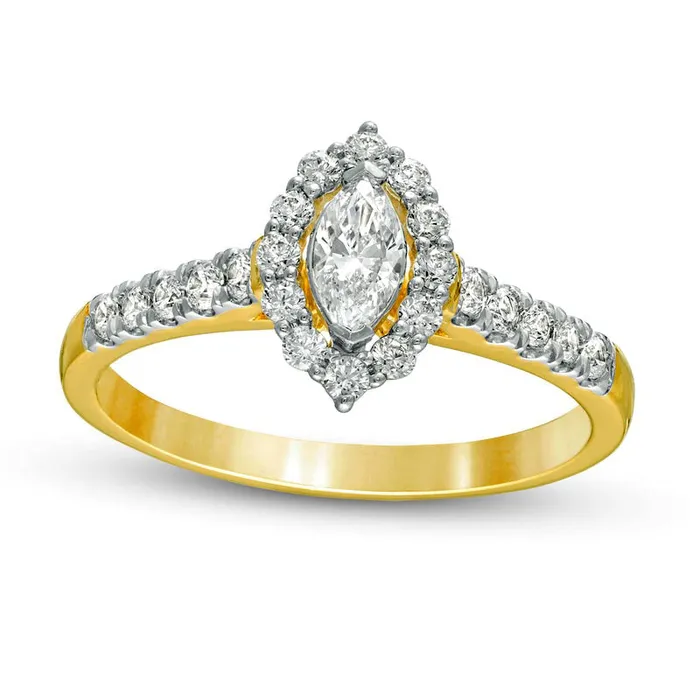 Goldia Rings 063 CT TW Marquise Natural Diamond Frame Engagement Ring in Solid 14K Gold Goldia Rings 063 CT TW Marquise Natural Diamond Frame Engagement Ring in Solid 14K Gold