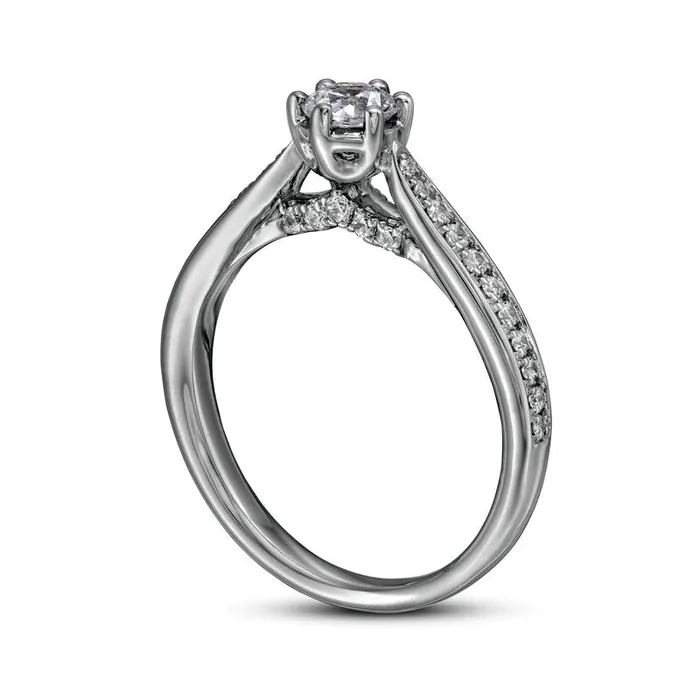 Goldia Rings 063 CT TW Natural Diamond Engagement Ring in Solid 14K White Gold