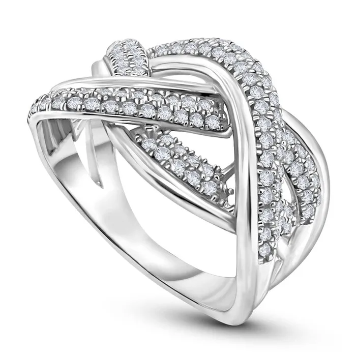 Goldia Rings 075 CT TW Natural Diamond Pretzel MultiRow Ring in Sterling Silver Goldia Rings 075 CT TW Natural Diamond Pretzel MultiRow Ring in Sterling Silver