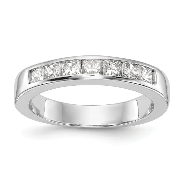Goldia Rings 075ct CZ Solid Real 14K White Gold 7Stone Channel Wedding Band Ring
