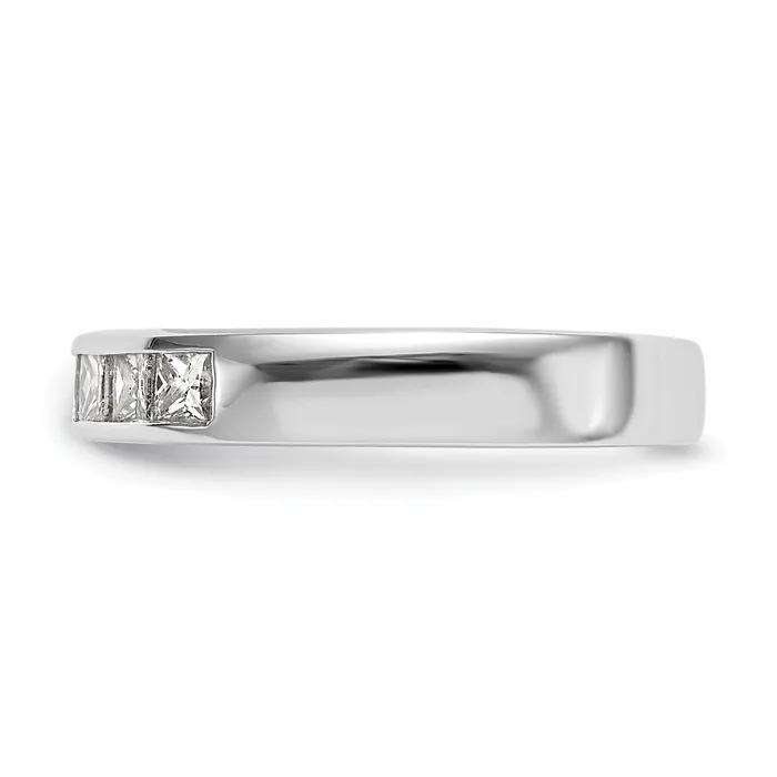 Goldia Rings 075ct CZ Solid Real 14K White Gold 7Stone Channel Wedding Band Ring