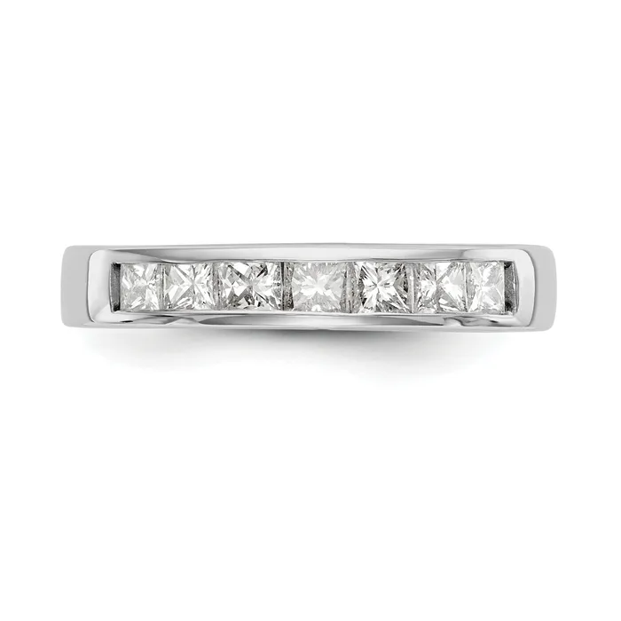 Goldia Rings 075ct CZ Solid Real 14K White Gold 7Stone Channel Wedding Band Ring