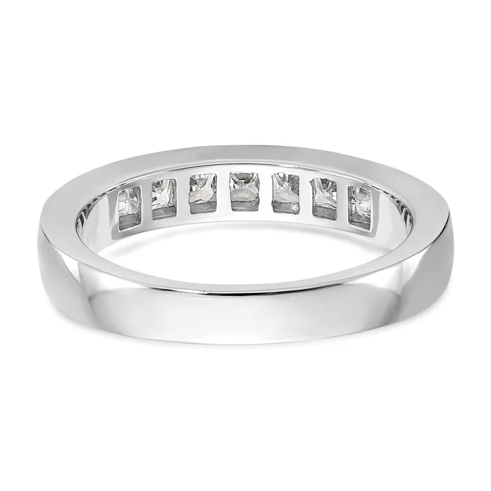Goldia Rings 075ct CZ Solid Real 14K White Gold 7Stone Channel Wedding Band Ring