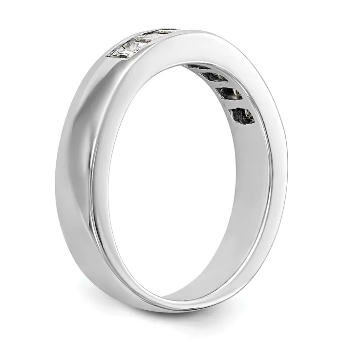 Goldia Rings 075ct CZ Solid Real 14K White Gold 7Stone Channel Wedding Band Ring