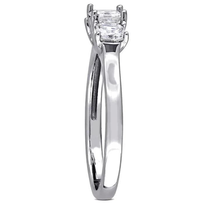 Goldia Rings 10 CT TW AsscherCut Natural Diamond Three Stone Engagement Ring in Solid 14K White Gold VS2H Goldia Rings 10 CT TW AsscherCut Natural Diamond Three Stone Engagement Ring in Solid 14K White Gold VS2H