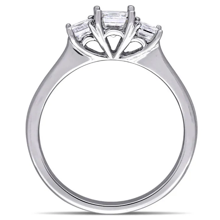 Goldia Rings 10 CT TW AsscherCut Natural Diamond Three Stone Engagement Ring in Solid 14K White Gold VS2H Goldia Rings 10 CT TW AsscherCut Natural Diamond Three Stone Engagement Ring in Solid 14K White Gold VS2H