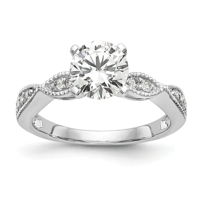 Goldia Rings 100ct CZ Solid Real 14k White Gold Round CrissCross Engagement Ring