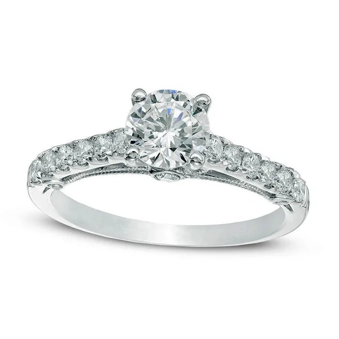 Goldia Rings 117 CT TW Natural Diamond Engagement Ring in Solid 14K White Gold Goldia Rings 117 CT TW Natural Diamond Engagement Ring in Solid 14K White Gold
