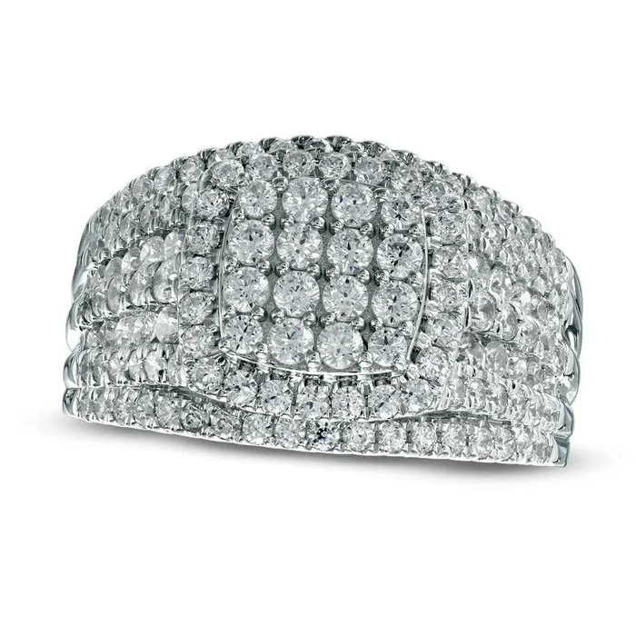 Goldia Rings 15 CT TW Natural Diamond Square Composite MultiRow Ring in Solid 10K White Gold Goldia Rings 15 CT TW Natural Diamond Square Composite MultiRow Ring in Solid 10K White Gold