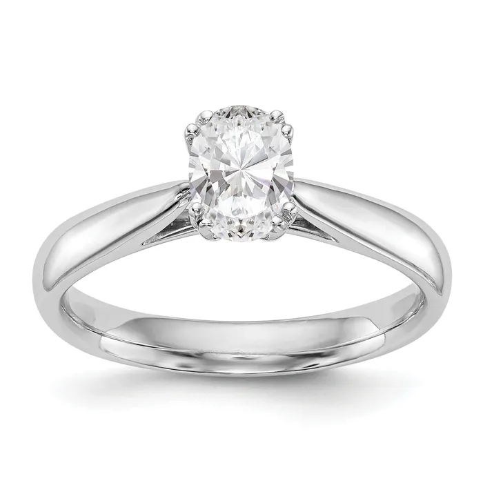 Goldia Rings 150ct CZ Solid Real 14K White Gold Oval Solitaire Engagement Ring Polished Engagement Ring