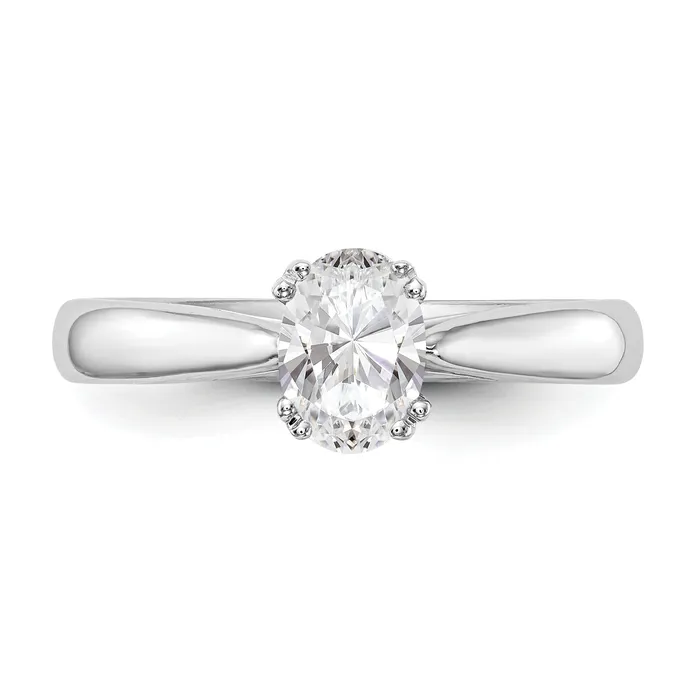 Goldia Rings 150ct CZ Solid Real 14K White Gold Oval Solitaire Engagement Ring Polished Engagement Ring