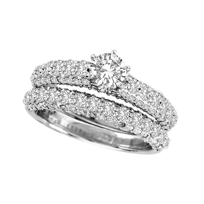 Goldia Rings 175 CT TW Natural Diamond Bridal Engagement Ring Set in Solid 14K White Gold