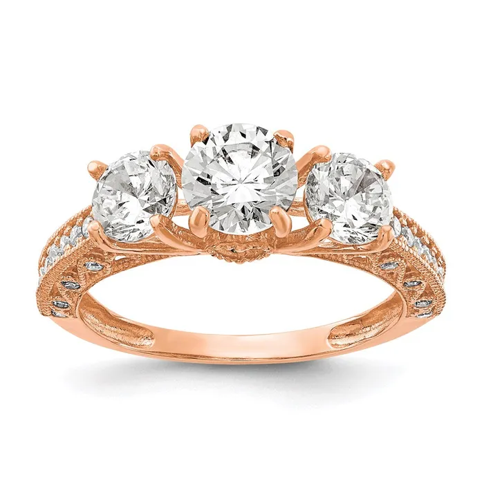 Goldia Rings 10K Tiara Collection Rose Gold Polished CZ Ring