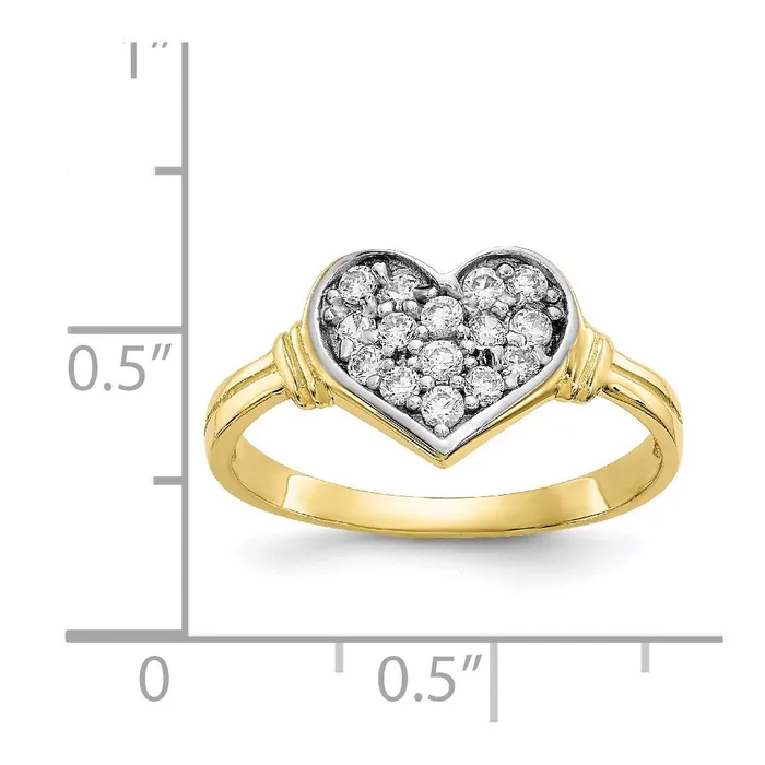 Goldia Rings 10K Yellow Gold u0026 Rhodium CZ Heart Ring