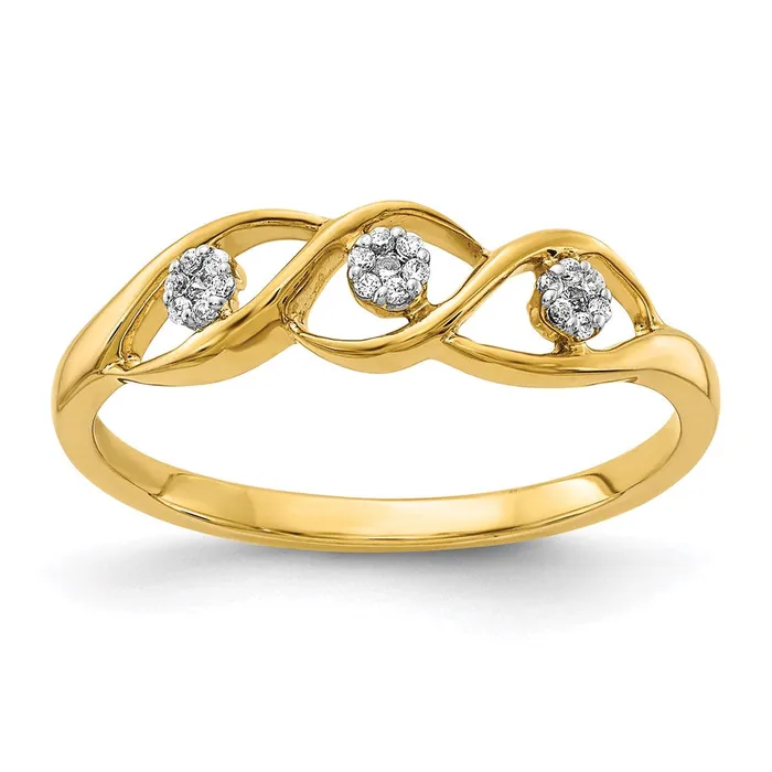 Goldia Rings 14k Gold Polished Real Diamond Wave Ring